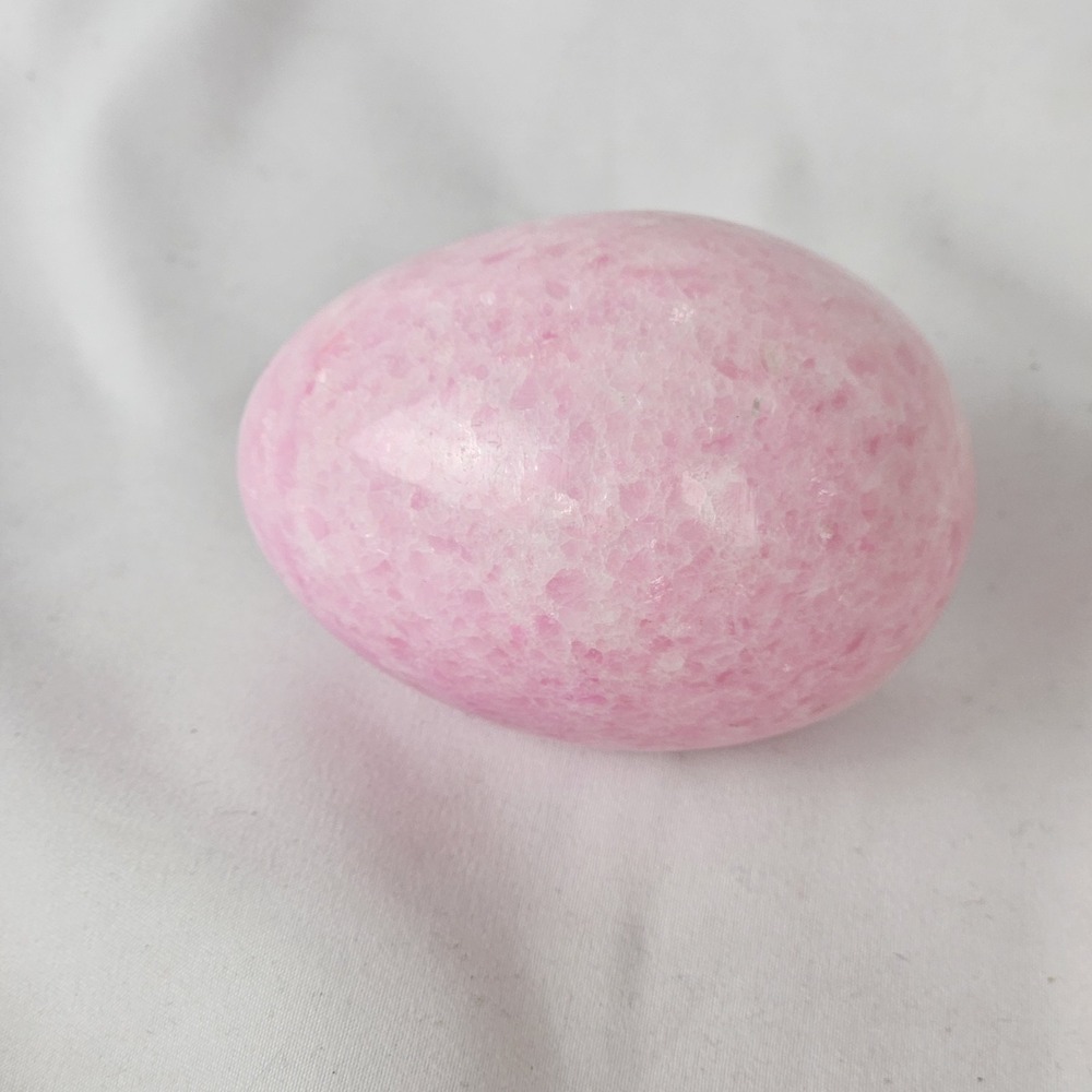 Vintage 3" x 2" Rose Colored Mineral Quartz Stone Egg Shape Polished Healing